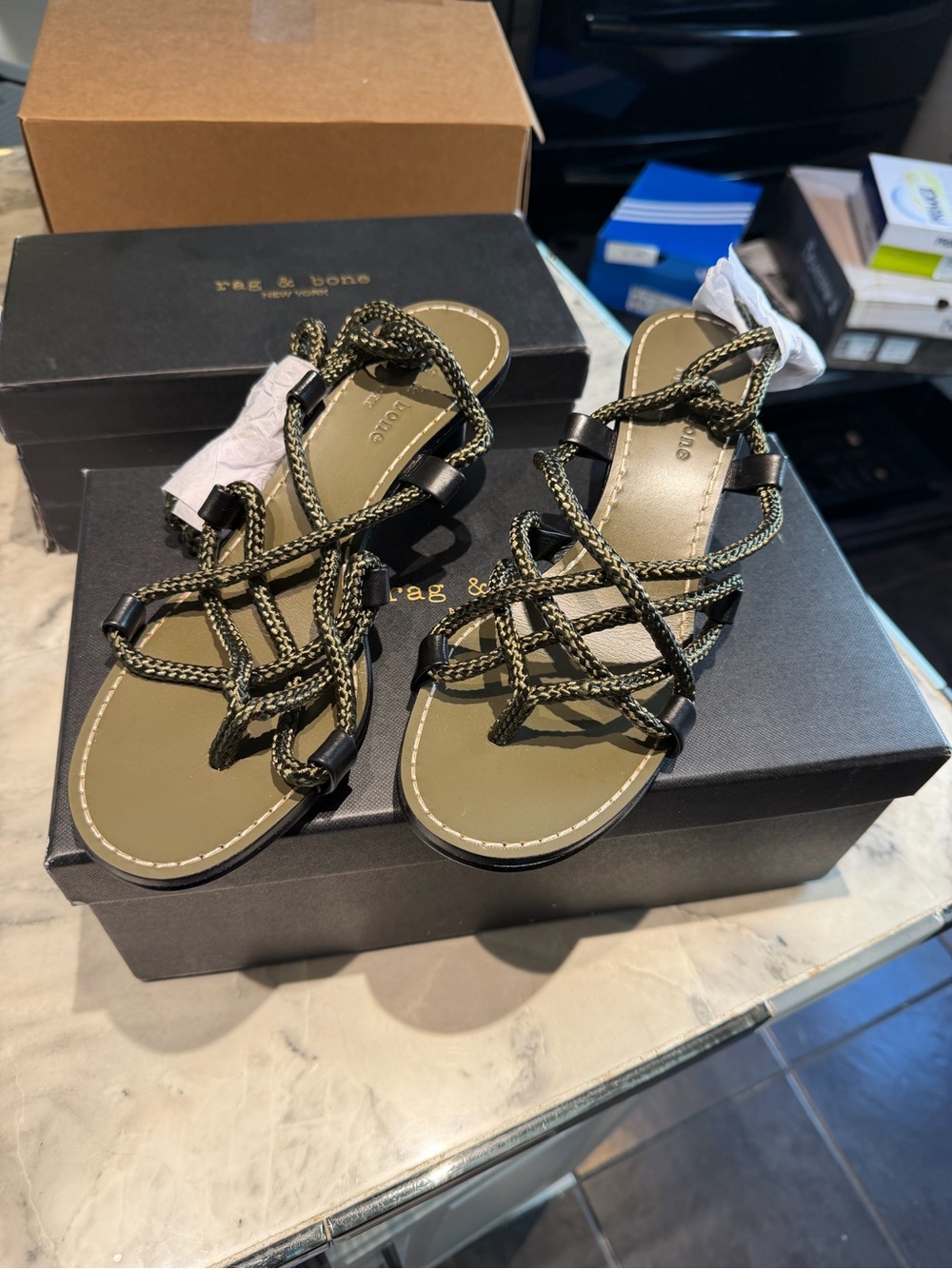 rag & bone Olive Braided Rope Sandals